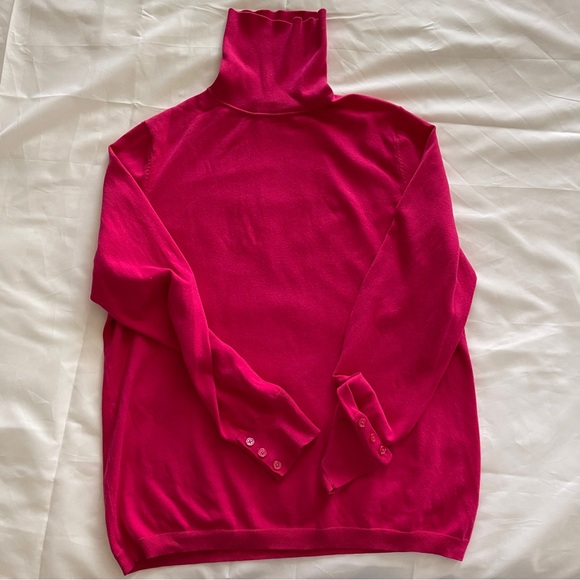 Talbots Knit Turtleneck Sweater XL Pink Barbiecore Quiet Luxury - Picture 4 of 13